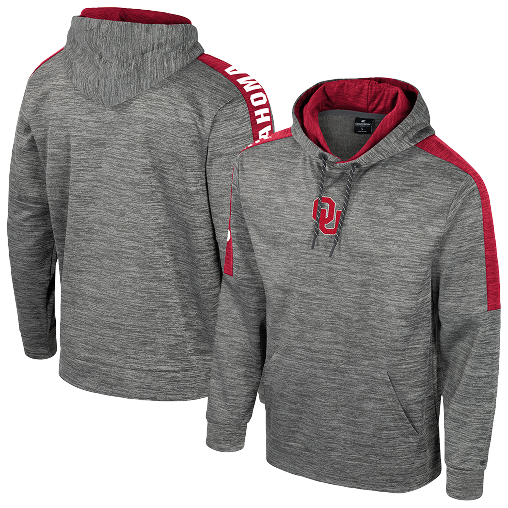 Men's Colosseum Heather Gray Oklahoma Sooners Dozer Pullover Hoodie - Image 5