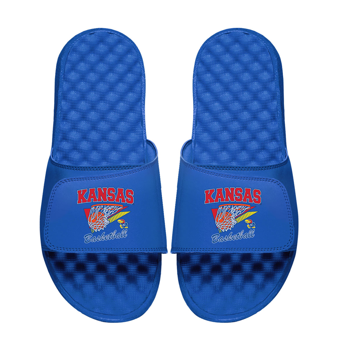 Men's ISlide Royal Kansas Jayhawks Basketball Collage Slide Sandals