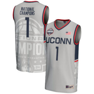 Youth GameDay Greats  Gray UConn Huskies 2024 NCAA Men's Basketball National Champions Lightweight Fashion Jersey