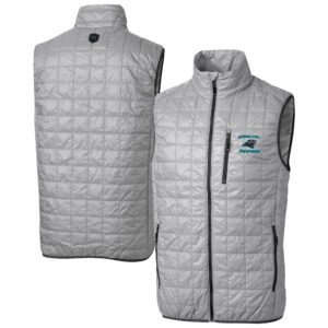 Men's Cutter & Buck  Gray Carolina Panthers Rainier PrimaLoft Eco Insulated Full-Zip Puffer Vest