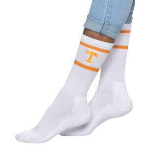 Women's ZooZatz White Tennessee Volunteers Striped Crew Socks