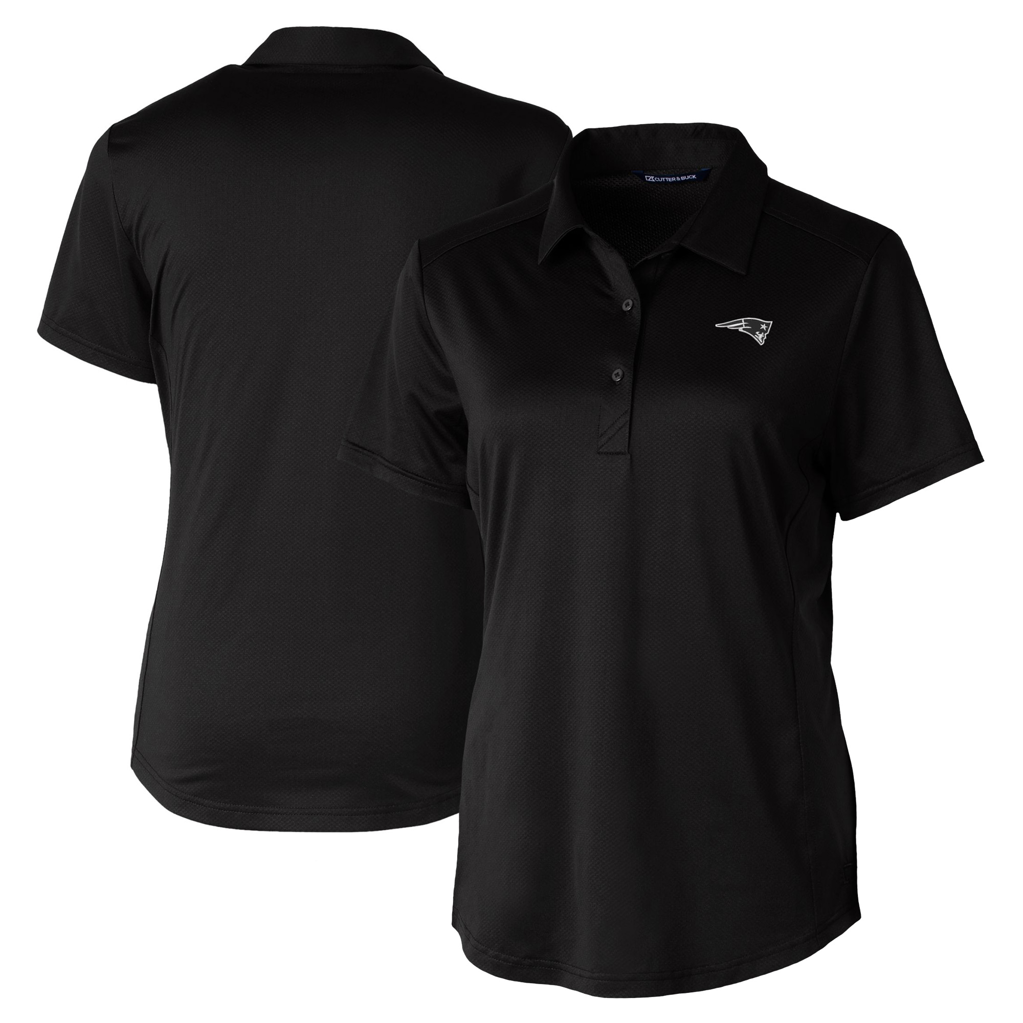 Women's Cutter & Buck Black New England Patriots Prospect Eco Textured Stretch Recycled Polo