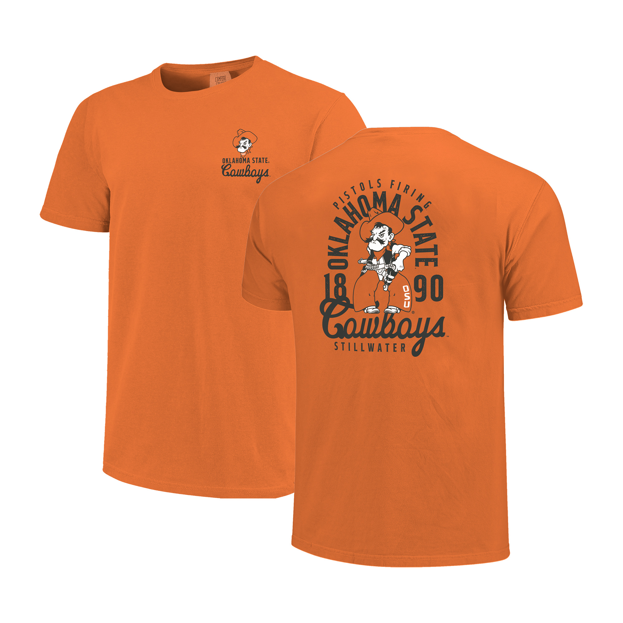 Men's Orange Oklahoma State Cowboys Comfort Colors Mascot Overlay T-Shirt
