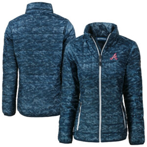 Women's Cutter & Buck Navy Atlanta Braves  Rainier PrimaLoft Eco Insulated Full-Zip Puffer Jacket