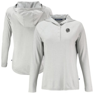 Women's Cutter & Buck Gray New York Yankees Coastline Epic Comfort Eco Recycled Raglan Long Sleeve Hoodie T-Shirt
