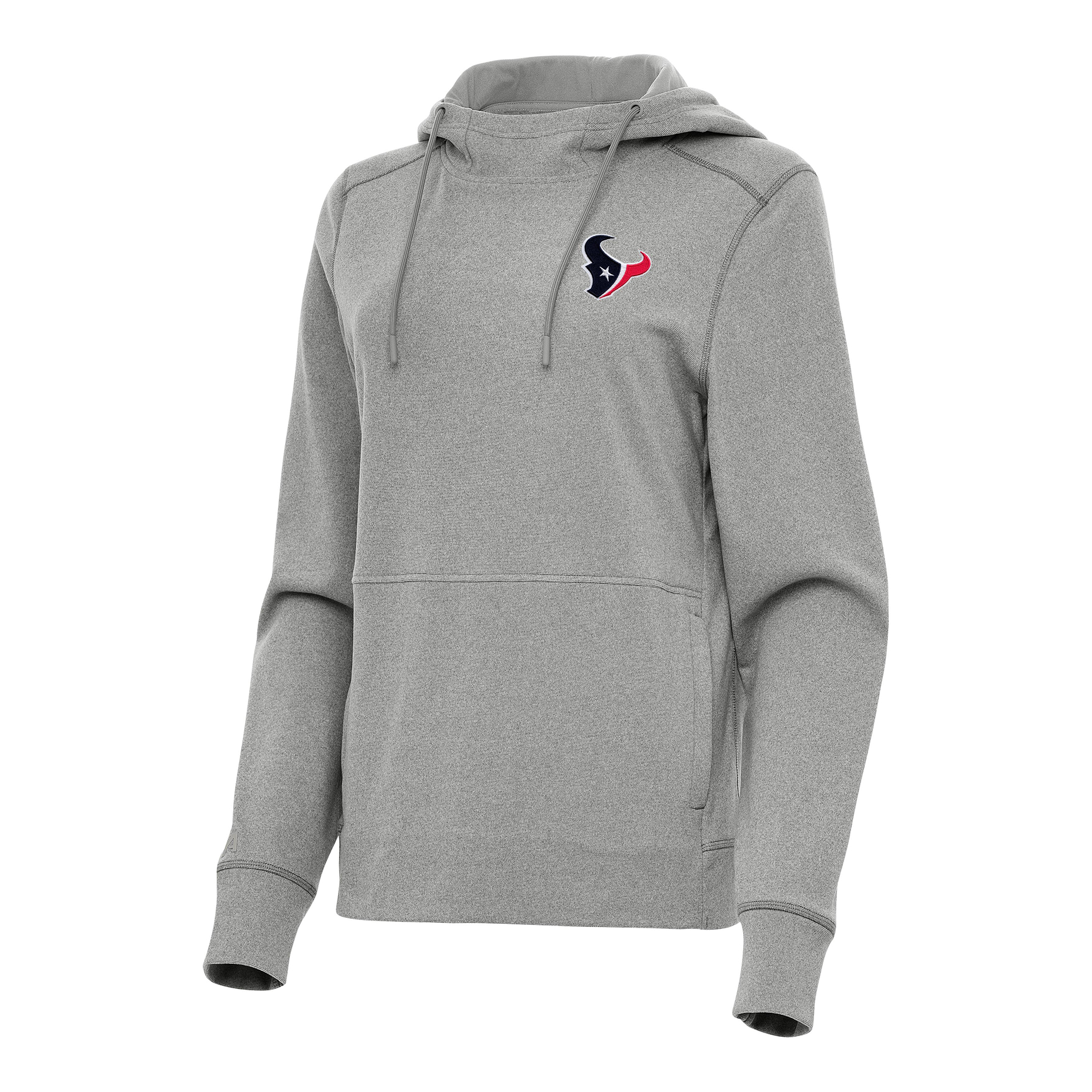 Women's Antigua Heather Gray Houston Texans Justice Pullover Hoodie