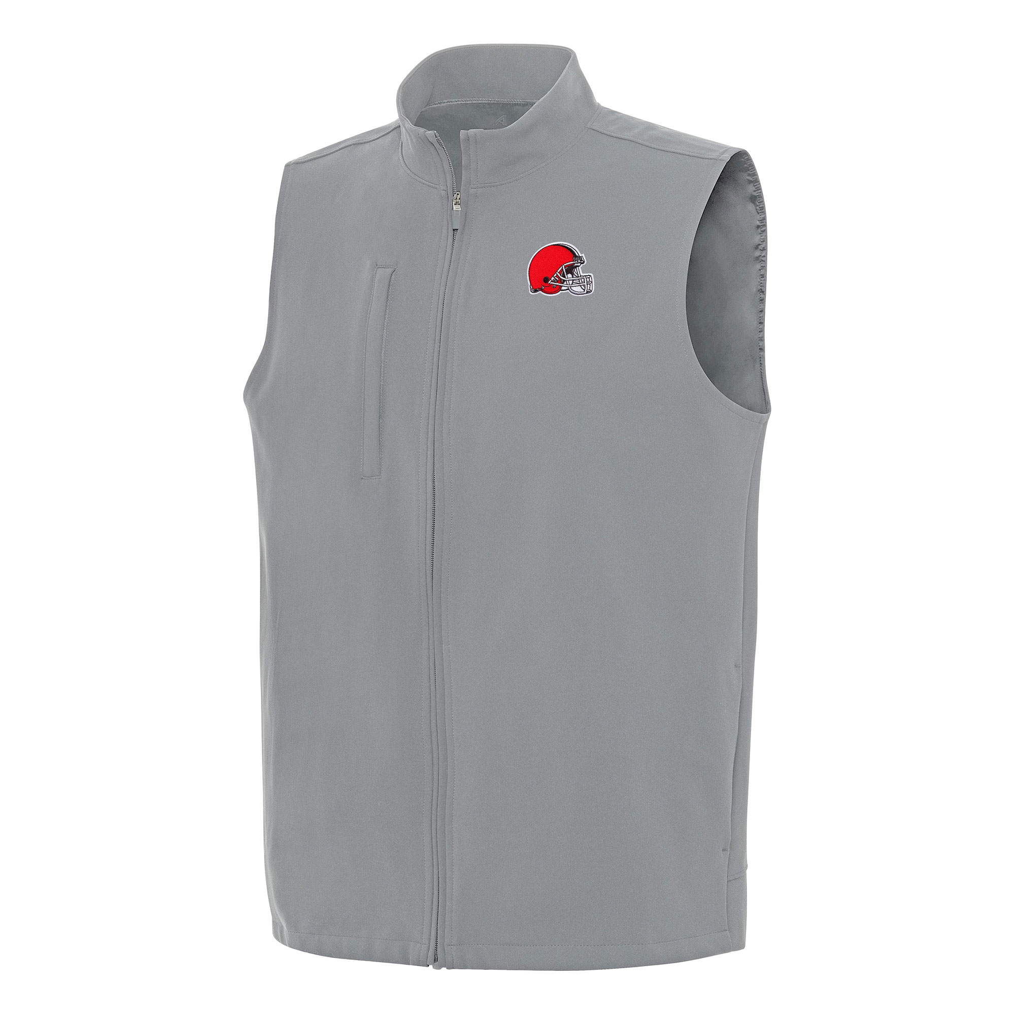 Men's Antigua Gray Cleveland Browns Regard Full-Zip Vest