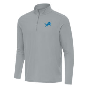 Men's Antigua Gray Detroit Lions Intent Quarter-Zip Pullover Top