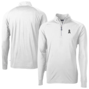 Men's Cutter & Buck White Los Angeles Angels Adapt Eco Raglan Quarter-Zip Top