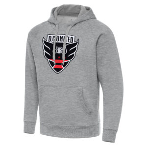 Men's Antigua Heather Gray D.C. United Big & Tall Team Crest Victory Raglan Pullover Hoodie