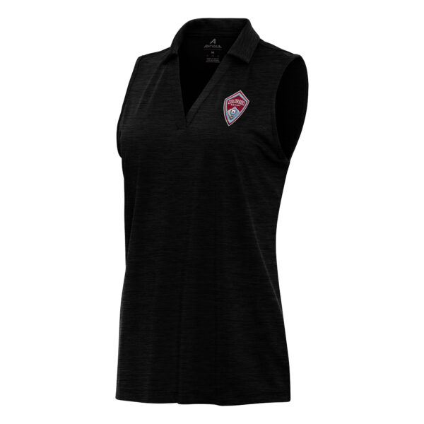Women's Antigua Heather Black Colorado Rapids Layout Sleeveless Polo