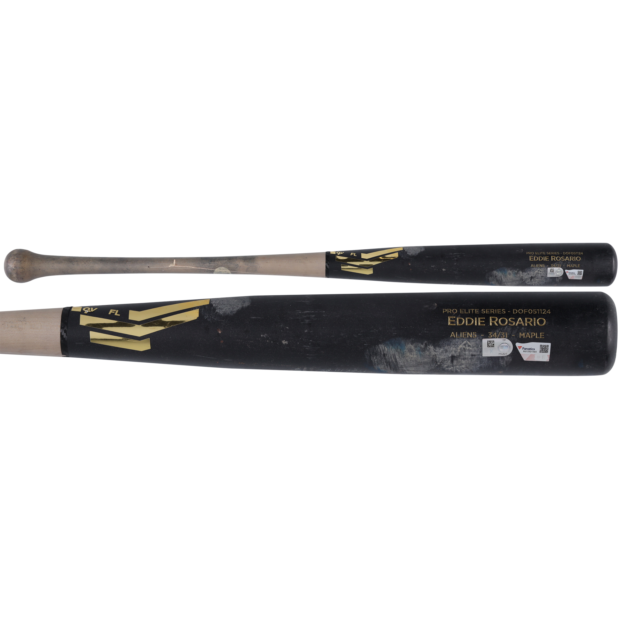 Eddie Rosario Washington Nationals Game-Used Black/Gray Overfly Broken Bat vs. Minnesota Twins on May 22, 2024