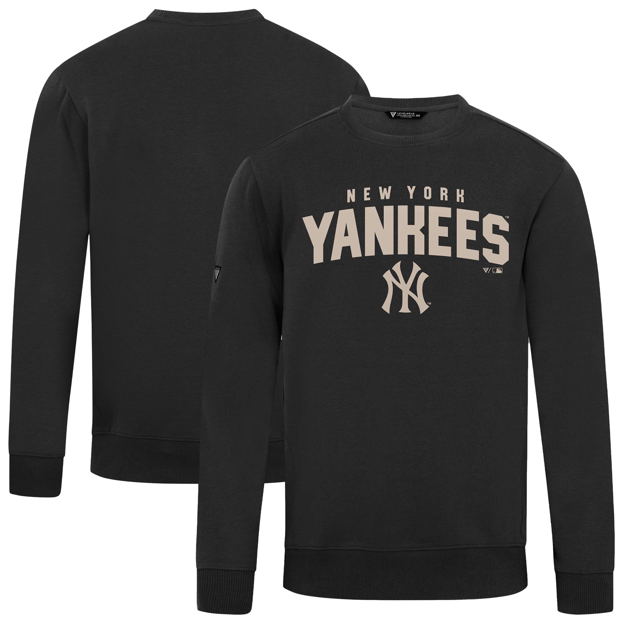 Men's Levelwear Black New York Yankees Zane Team Arch Pullover Sweatshirt - Image 5