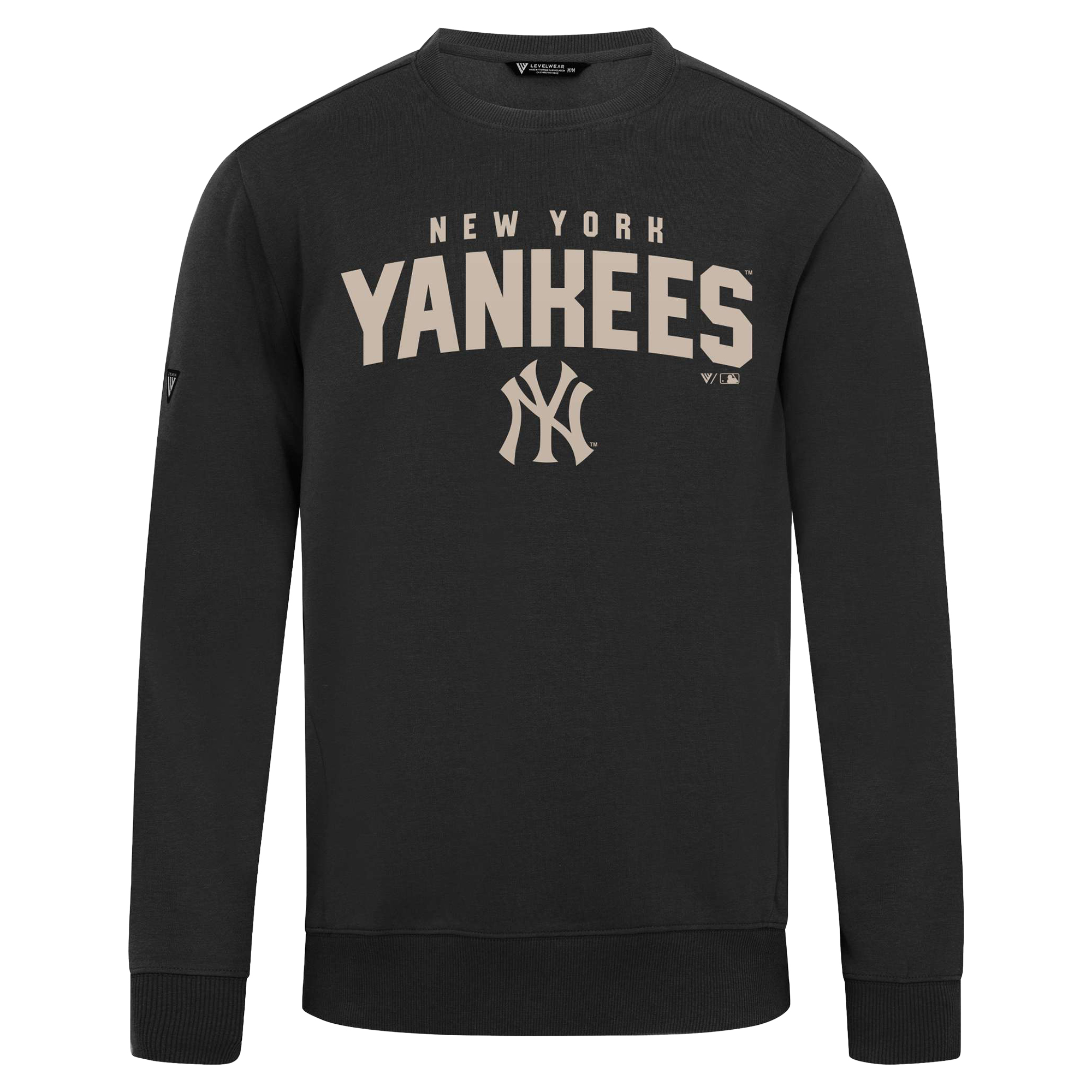 Men's Levelwear Black New York Yankees Zane Team Arch Pullover Sweatshirt - Image 6