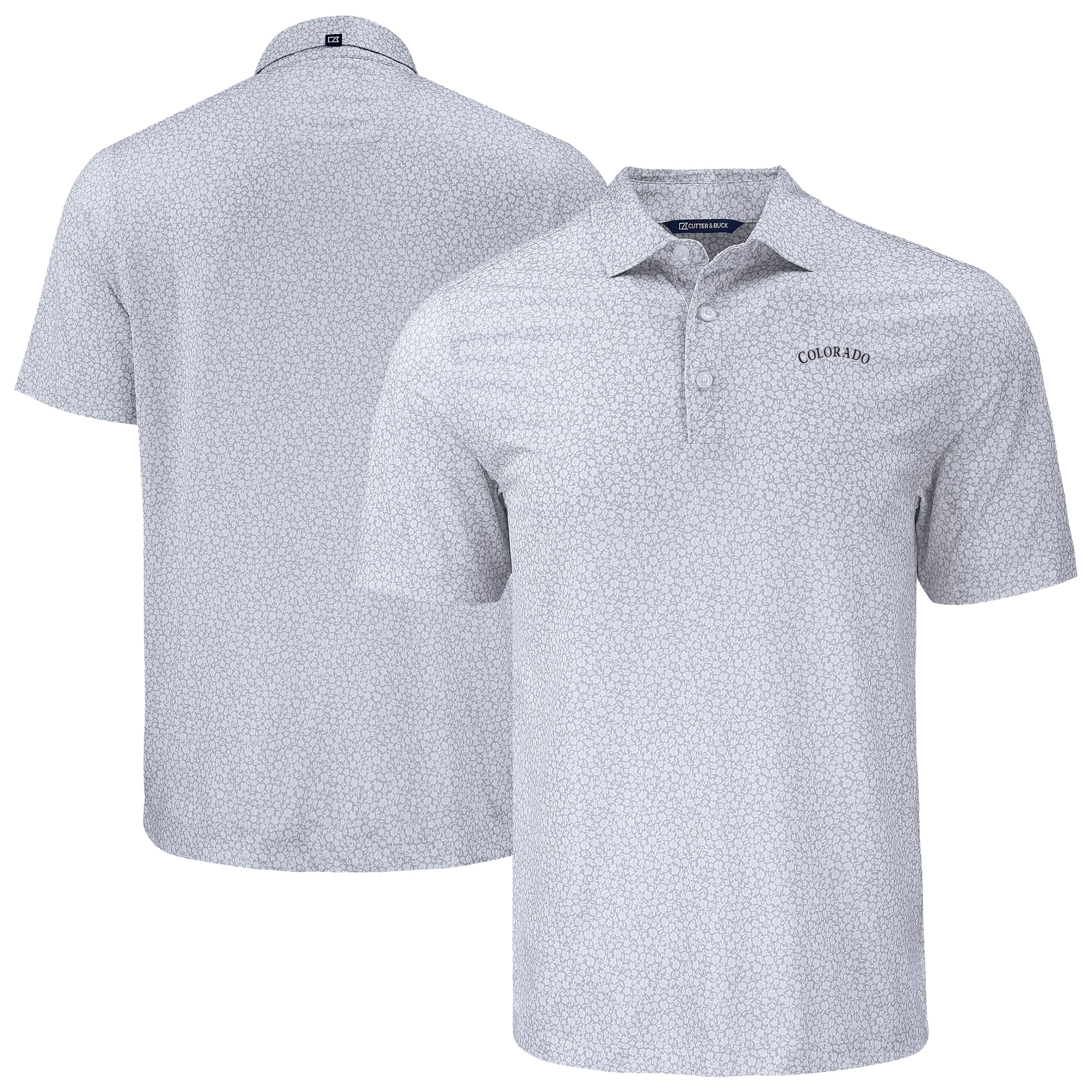 Men's Cutter & Buck Gray Colorado Rockies Pike Eco Flora Print Recycled Polo - Image 2