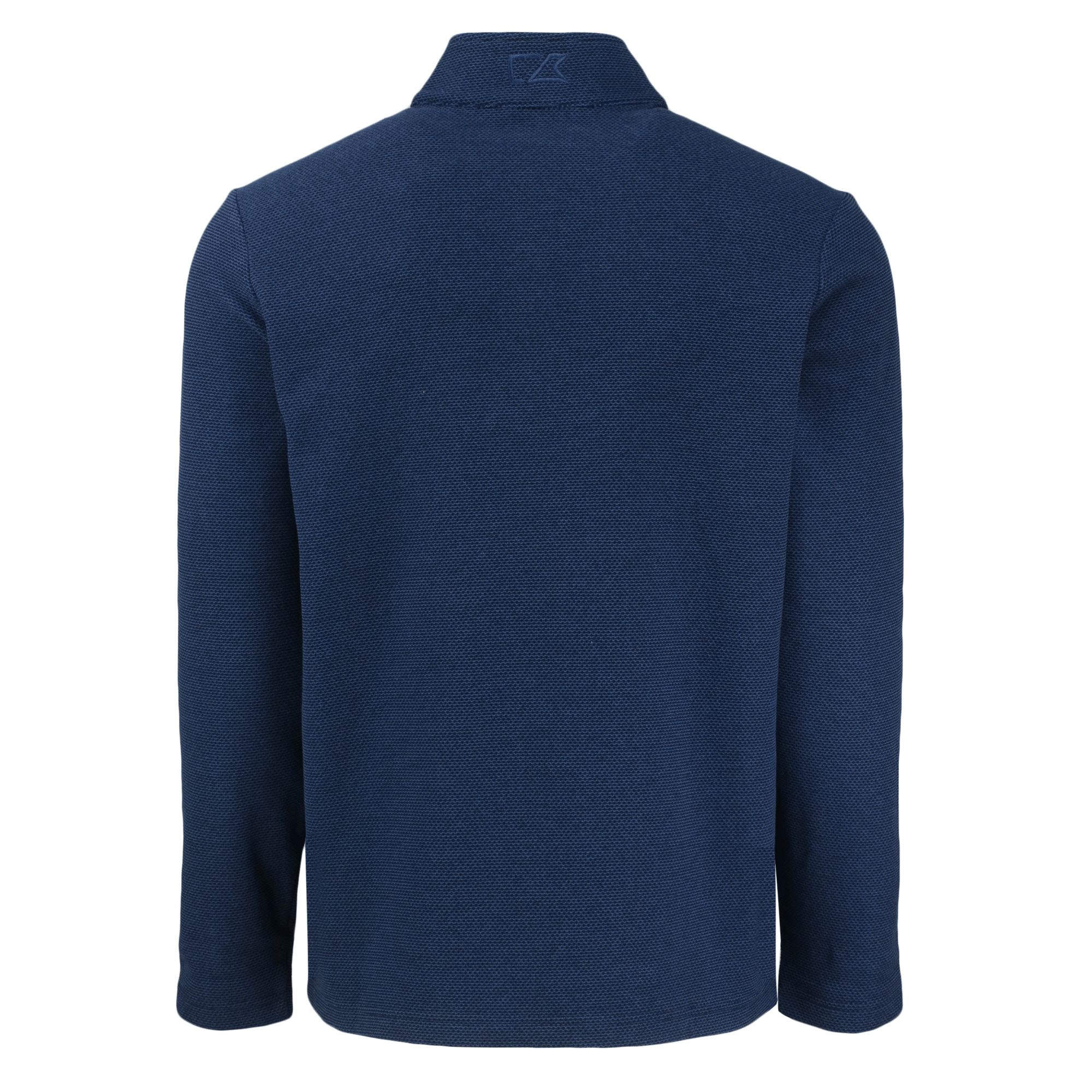 Men's Cutter & Buck Navy Minnesota Vikings Hunts Point Eco Textured Fleece Recycled Half-Snap Sweatshirt - Image 7