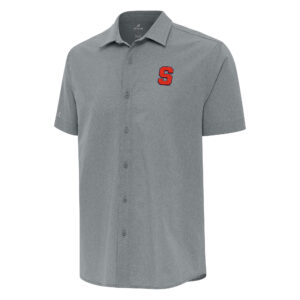 Men's Antigua  Gray Syracuse Orange Activate Woven Short Sleeve Button-Up Shirt