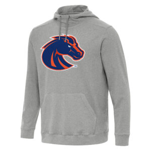 Men's Antigua Heather Gray Boise State Broncos Cloud Pullover Hoodie