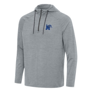 Men's Antigua Heather Gray Memphis Tigers Spikes Raglan Quarter-Zip Hoodie