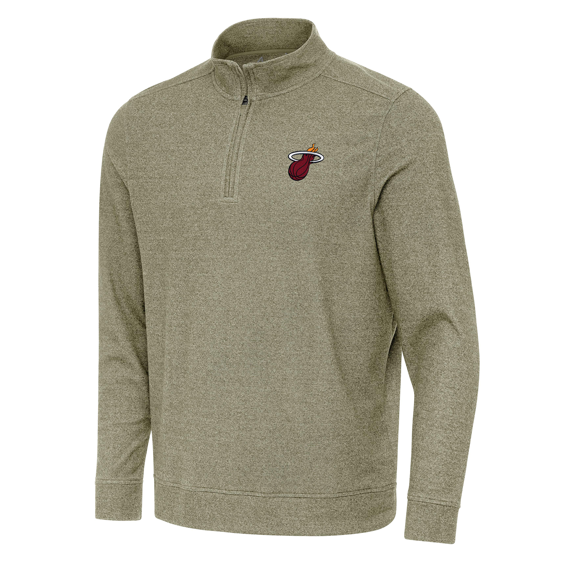 Men's Antigua Olive Miami Heat Subtle Quarter-Zip Sweatshirt