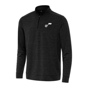 Men's Antigua Heather Black Utah Jazz Bright Quarter-Zip Top