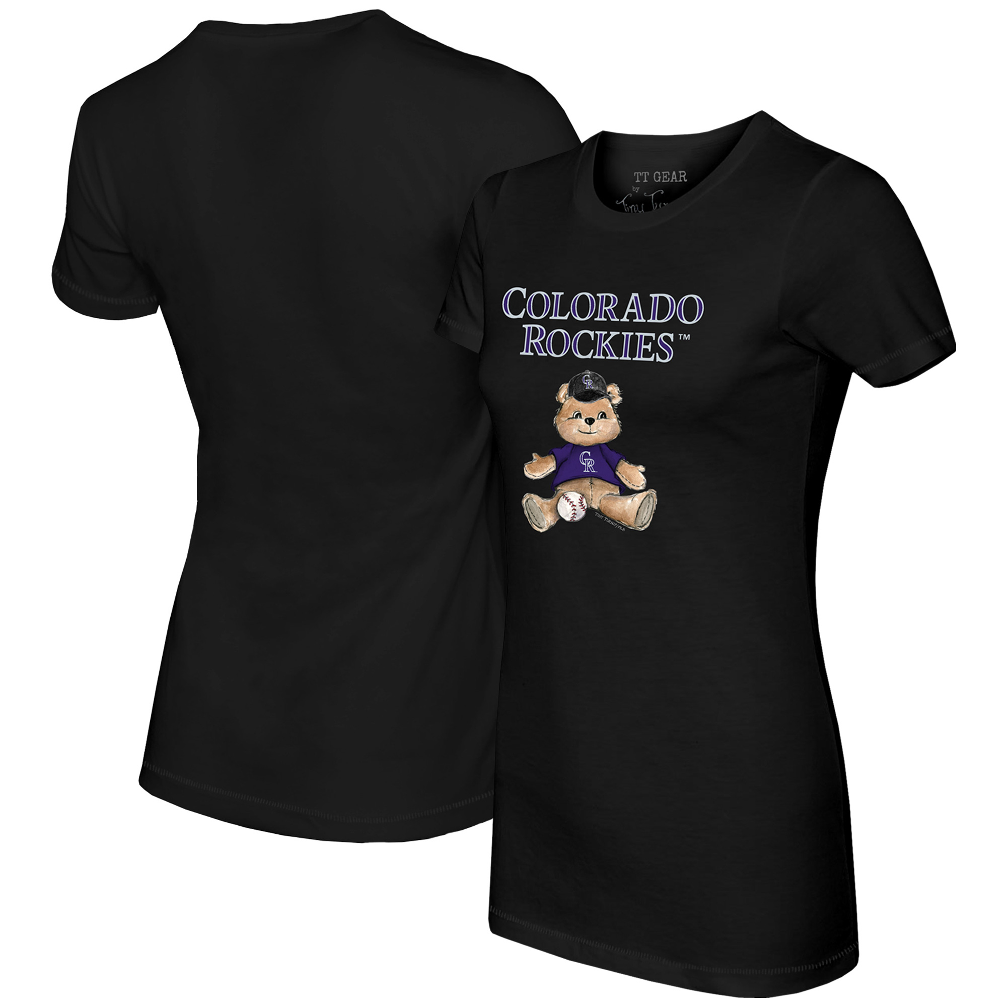 Women's Tiny Turnip Black Colorado Rockies Teddy Boy T-Shirt - Image 2