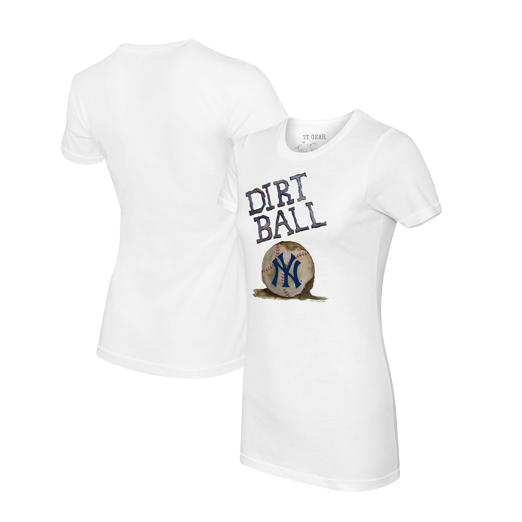 Women's Tiny Turnip White New York Yankees Dirt Ball T-Shirt - Image 2