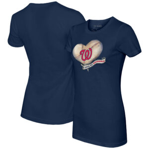 Women's Tiny Turnip Navy Washington Nationals Heart Banner T-Shirt