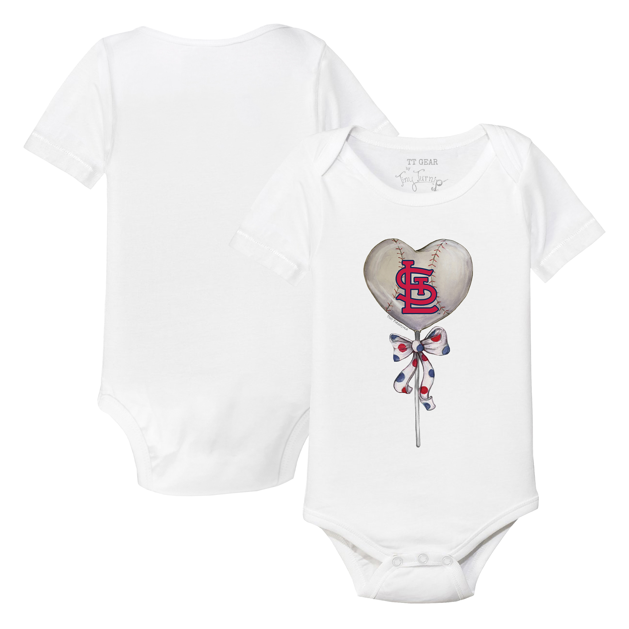 Infant Tiny Turnip White St. Louis Cardinals Heart Lolly Bodysuit