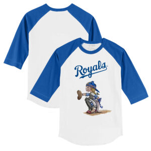 Infant Tiny Turnip White/Royal Kansas City Royals Kate Raglan 3/4-Sleeve T-Shirt