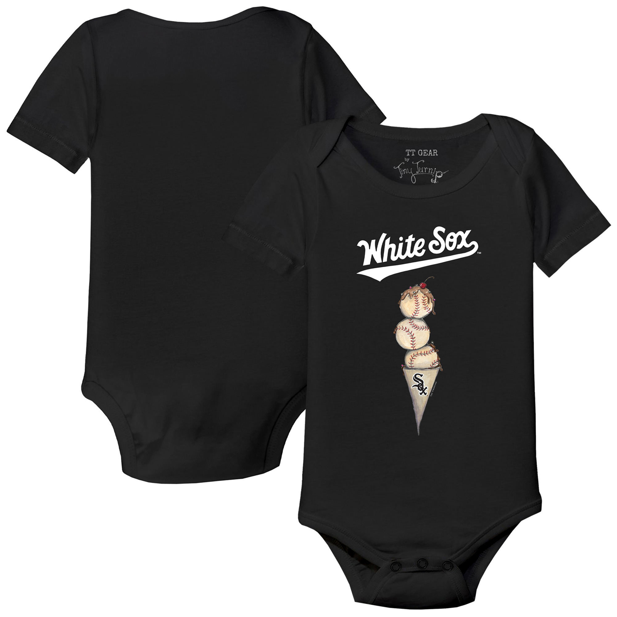 Infant Tiny Turnip Black Chicago White Sox Triple Scoop Bodysuit