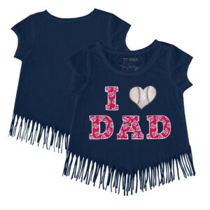 Girls Toddler Tiny Turnip Navy Washington Nationals I Love Dad Fringe T-Shirt