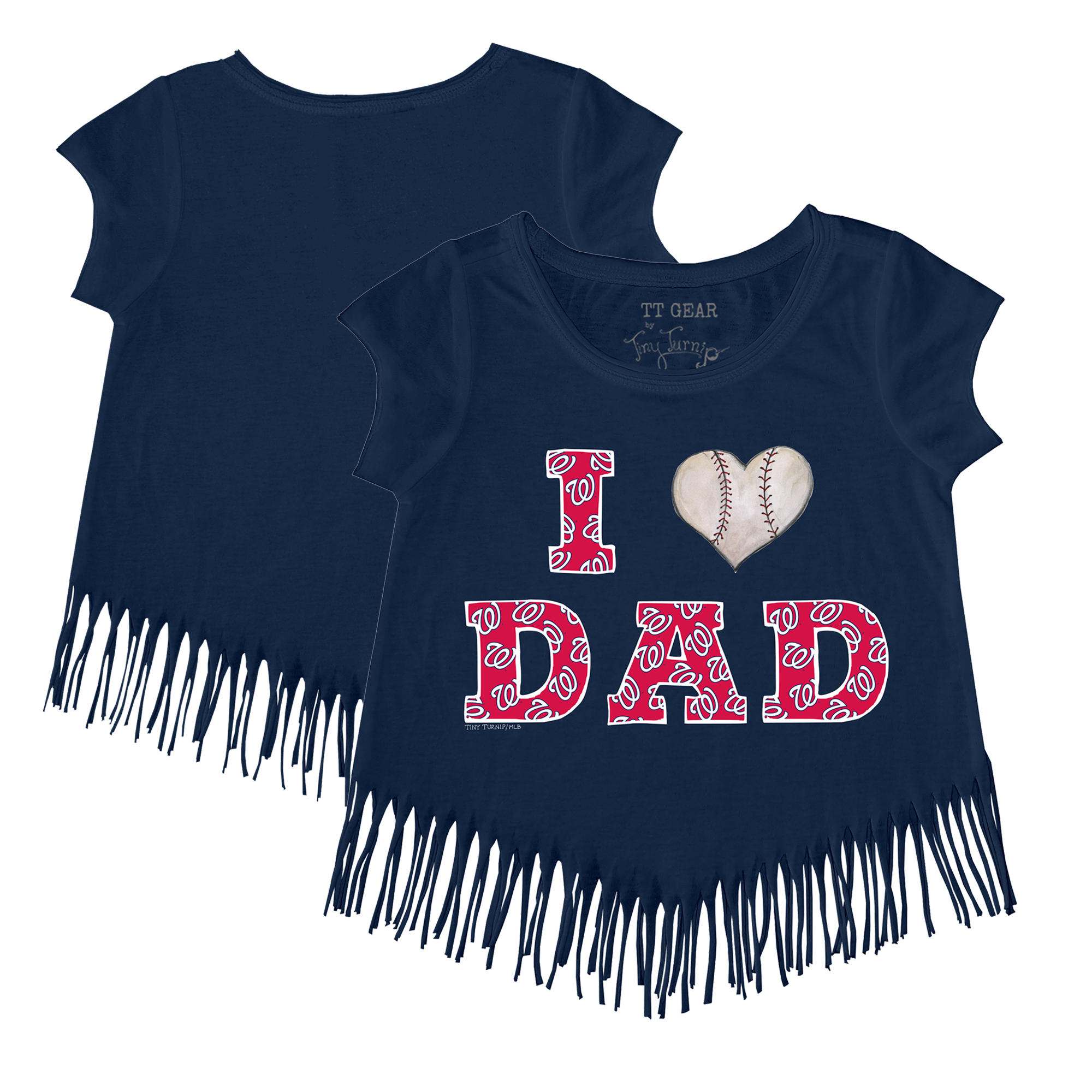 Girls Toddler Tiny Turnip Navy Washington Nationals I Love Dad Fringe T-Shirt