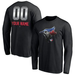 Men's Black Toronto Blue Jays Personalized Midnight Mascot Long Sleeve T-Shirt