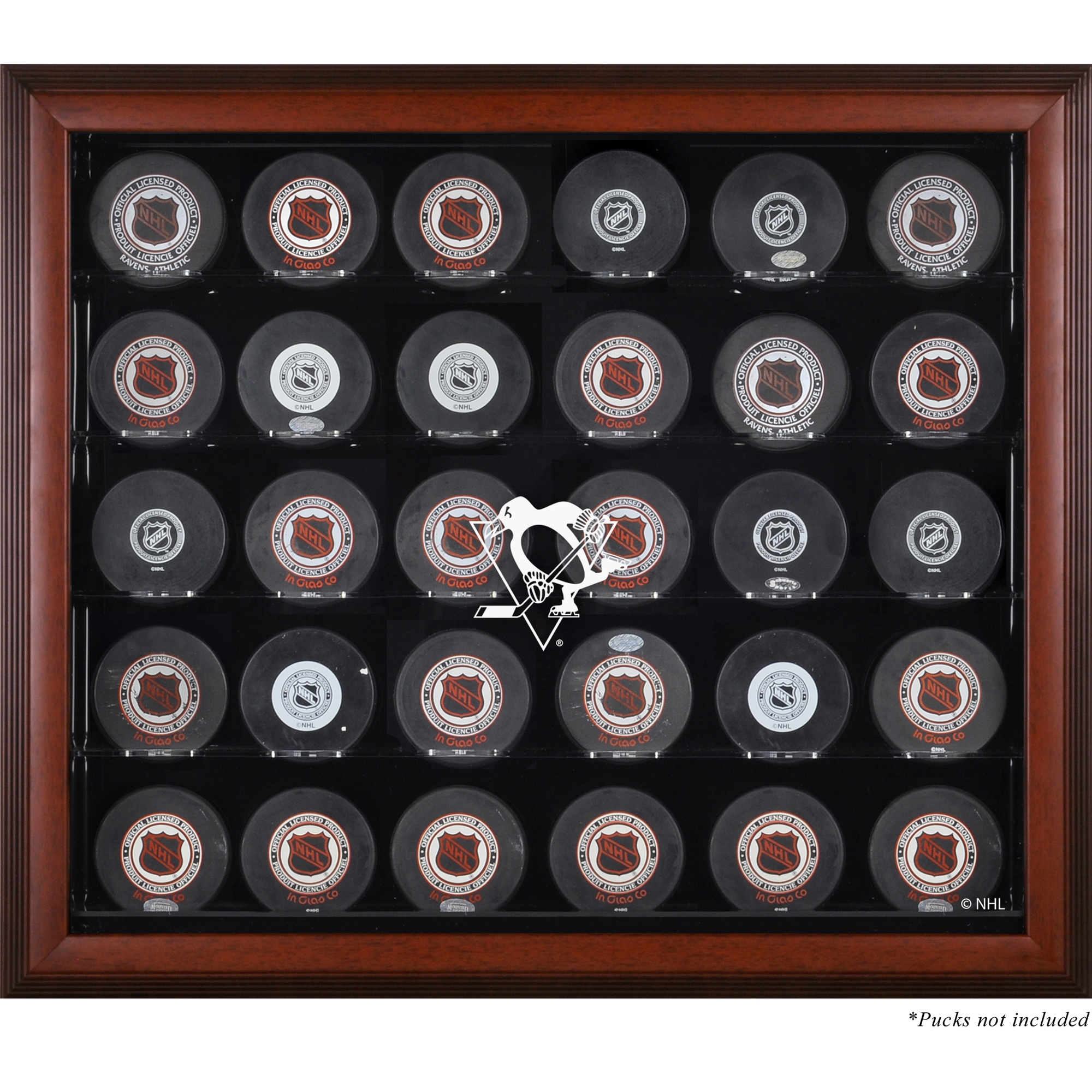 Pittsburgh Penguins 30-Puck Mahogany Display Case