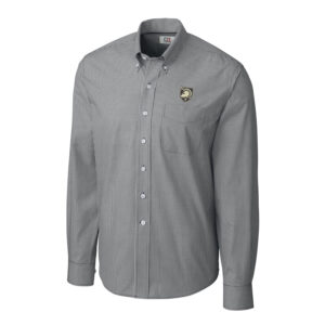 Men's Cutter & Buck Charcoal Army Black Knights Gingham Button-Down Long Sleeve Shirt