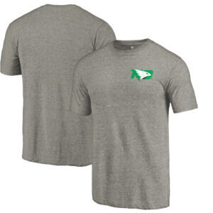 Men's Gray Heather North Dakota fighting Sioux Left Chest Distressed Logo Tri-Blend T-Shirt