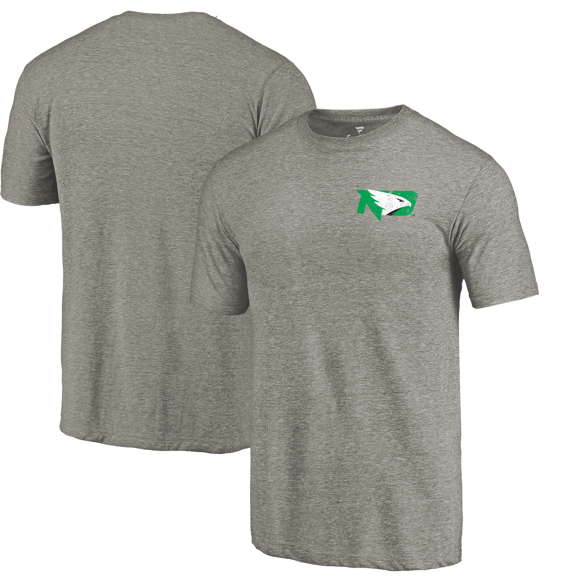 Men's Gray Heather North Dakota fighting Sioux Left Chest Distressed Logo Tri-Blend T-Shirt