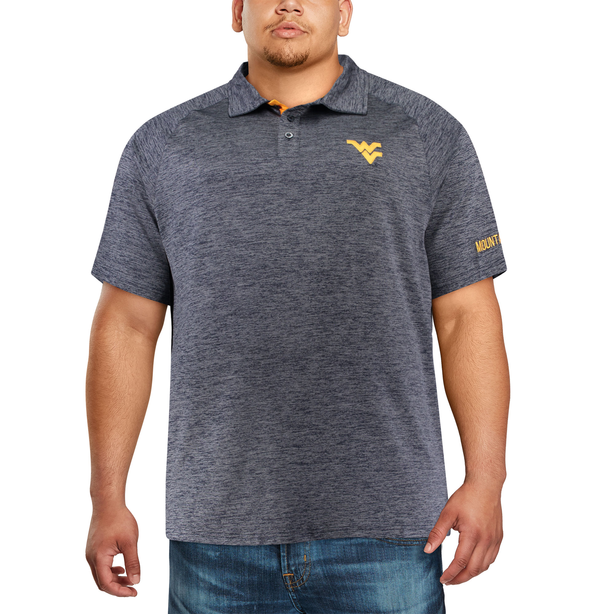 Men's Colosseum Navy West Virginia Mountaineers Big & Tall Down Swing Polo - Image 5