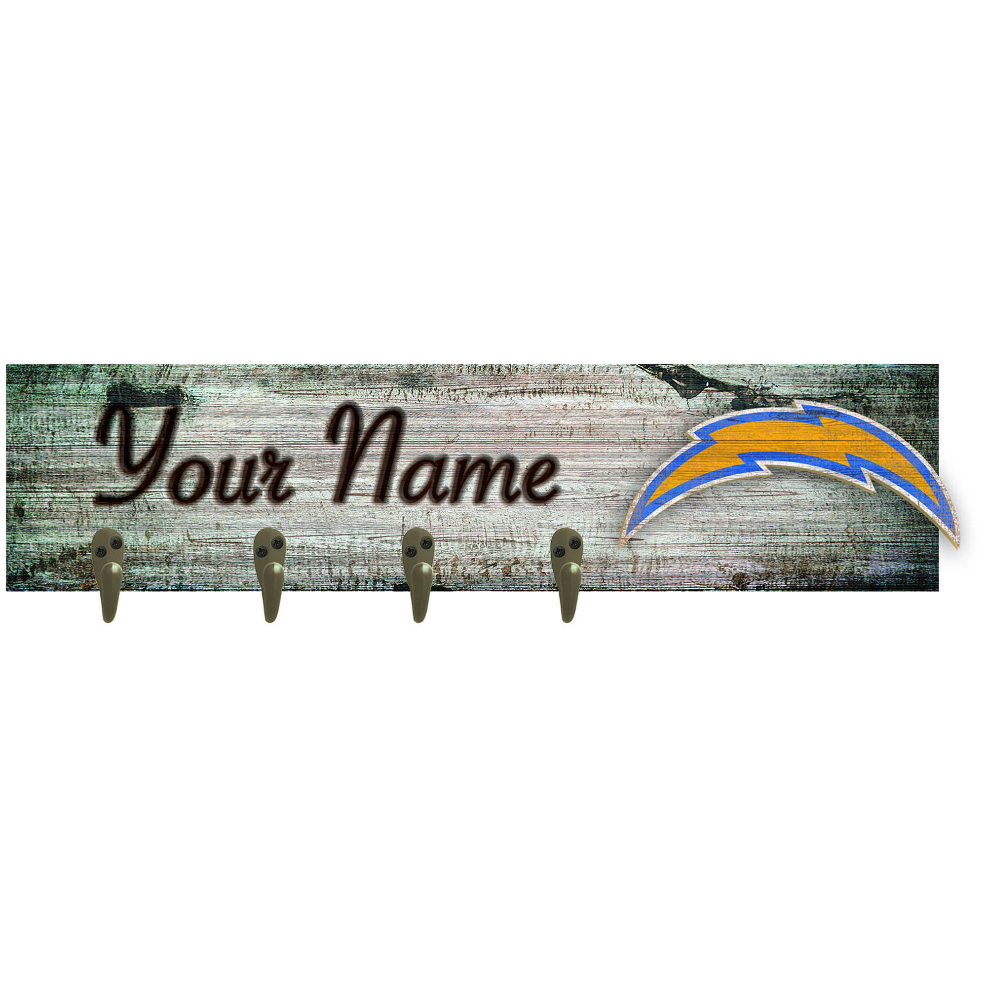Los Angeles Chargers 24" x 6" Personalized Mounted Coat Hanger
