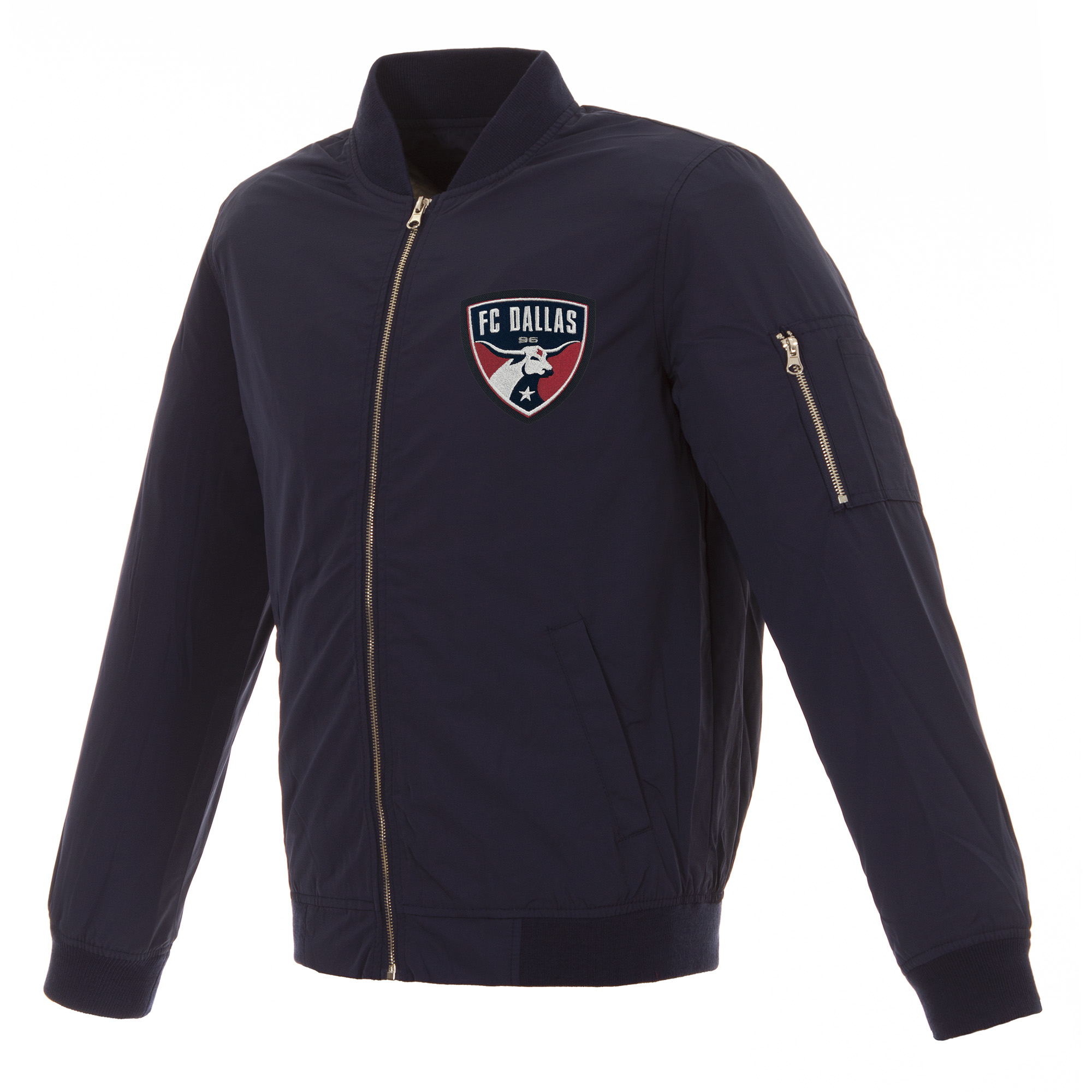 Men's JH Design Navy FC Dallas Nylon Full-Zip Bomber Jacket