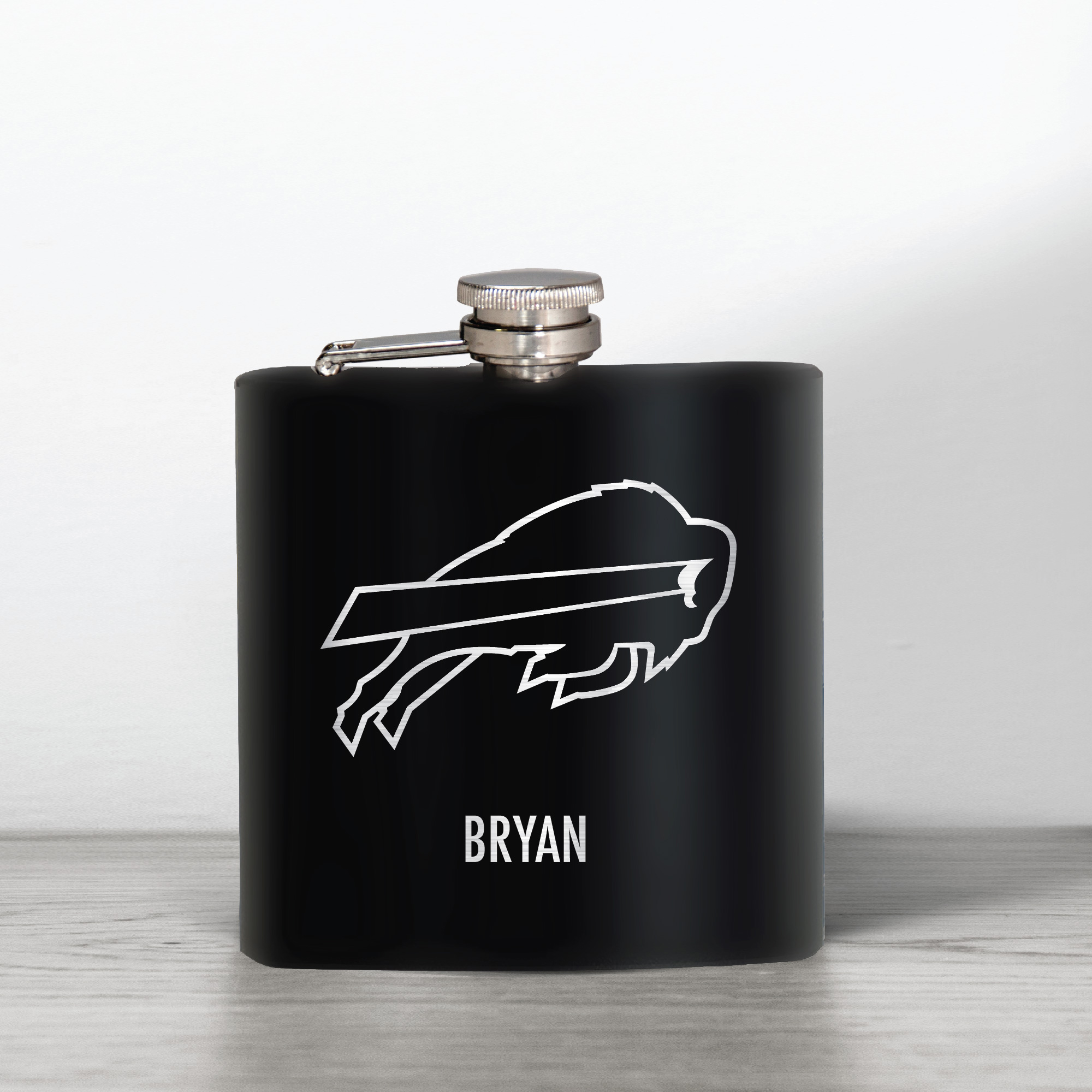 Black Buffalo Bills 6oz. Personalized Stealth Hip Flask - Image 5