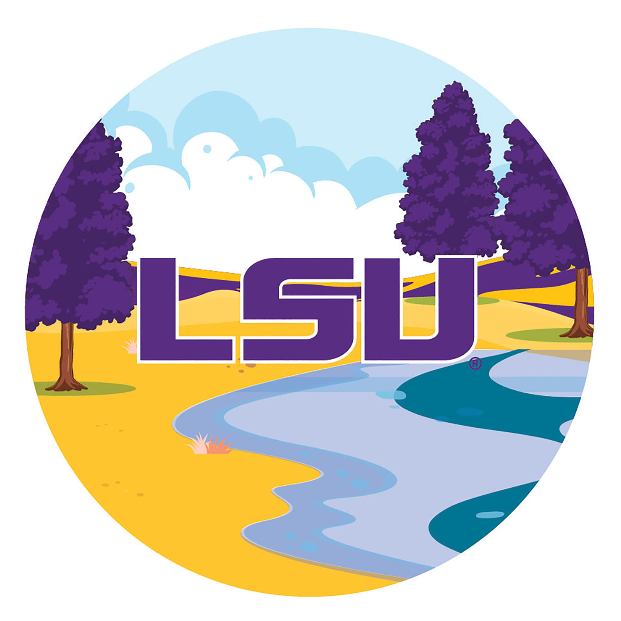 LSU Tigers 12" Landscape Circle Sign