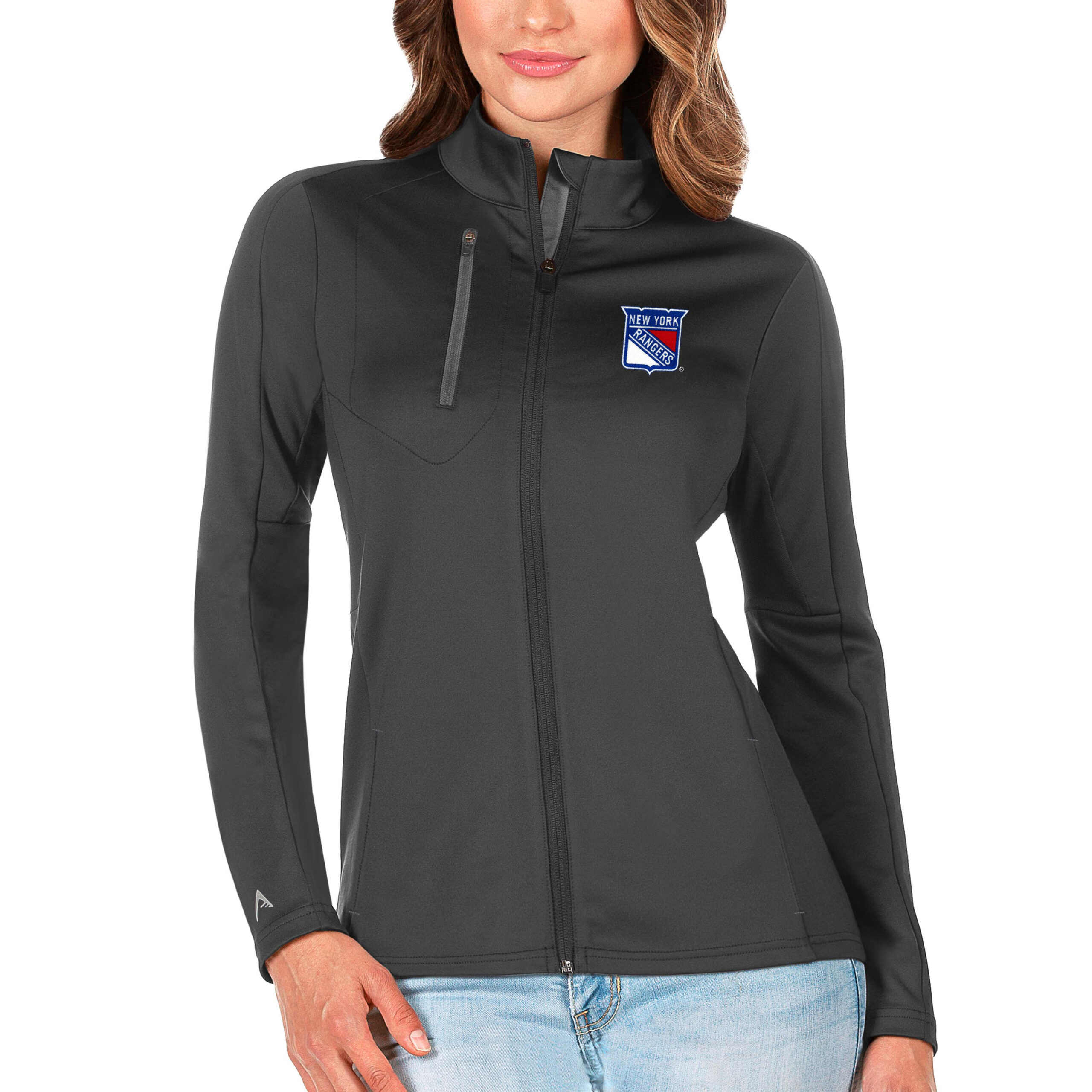 Women's Antigua Charcoal/Silver New York Rangers Generation Full-Zip Pullover Jacket - Image 3