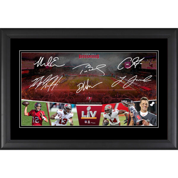 Tampa Bay Buccaneers Framed 10" x 18" Super Bowl LV Champions Road to the Super Bowl Panoramic Collage with Facsimile Signatures