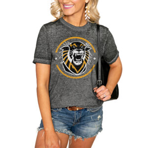 Women's Charcoal Fort Hays State Tigers End Zone Boyfriend T-Shirt