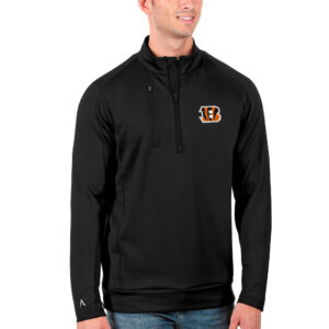 Men's Antigua Black Cincinnati Bengals Generation Quarter-Zip Pullover Jacket