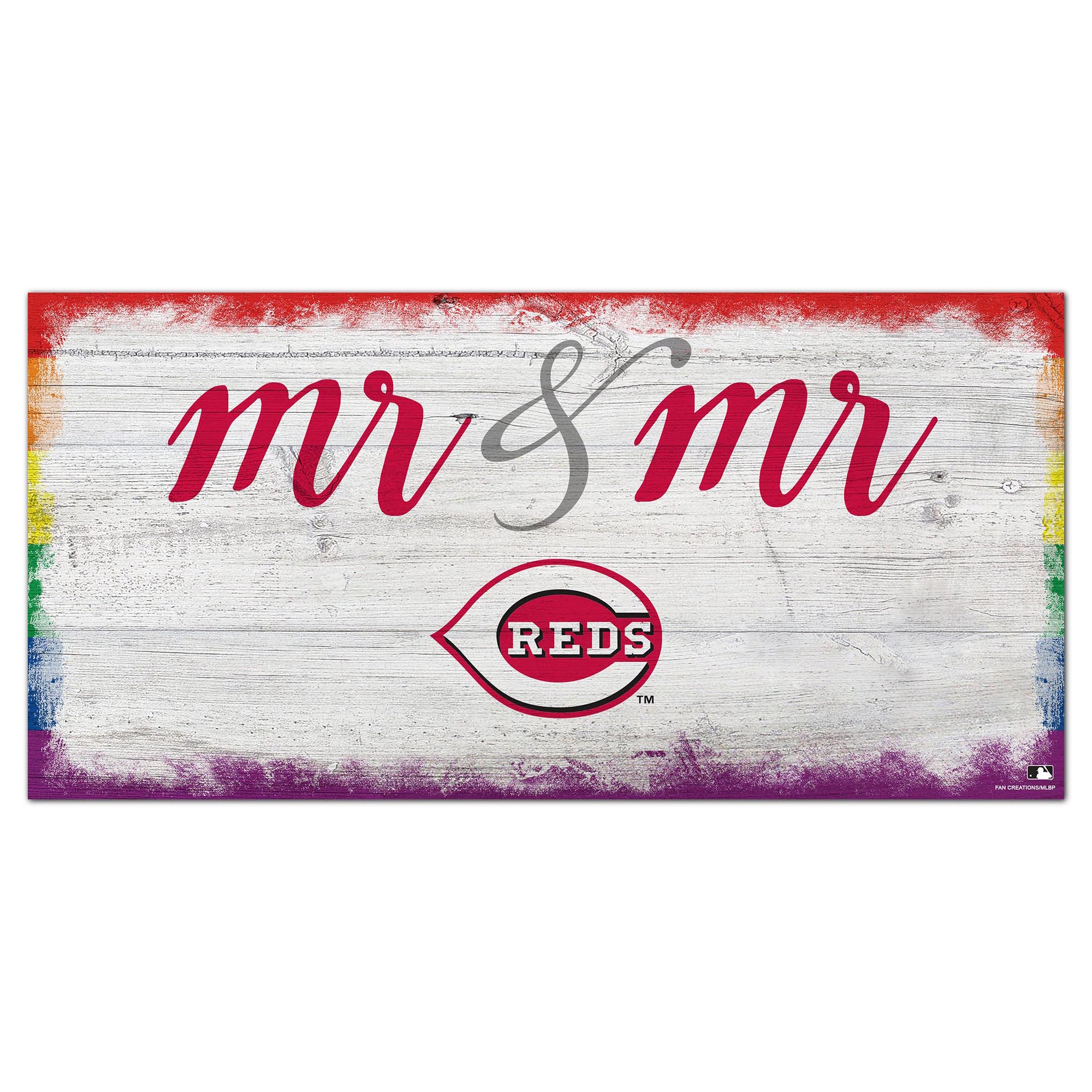 Cincinnati Reds 6'' x 12'' Pride Mr & Mr Sign