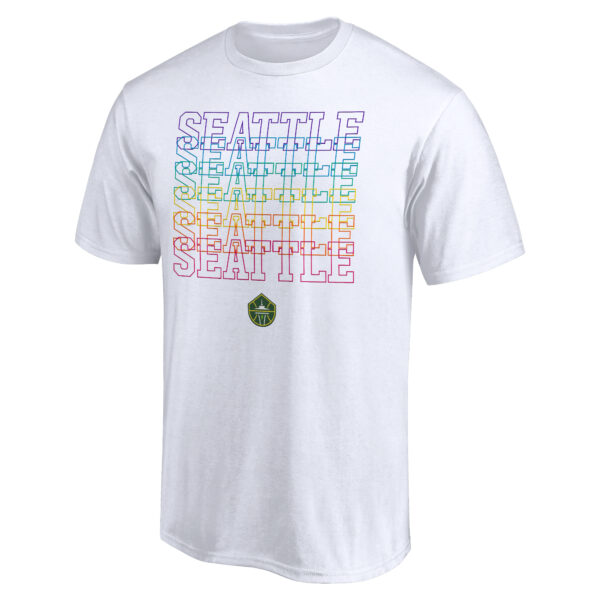 Unisex White Seattle Storm Wordmark Pride T-Shirt - Image 6