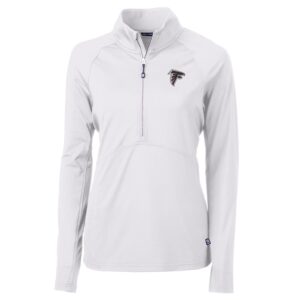 Women's Cutter & Buck White Atlanta Falcons Adapt Eco Knit Half-Zip Pullover Jacket